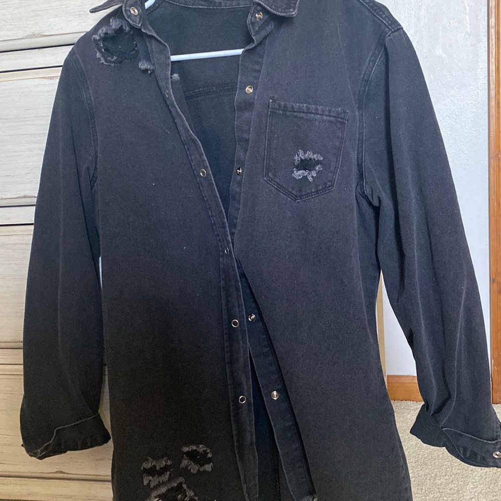 Black denim shirt